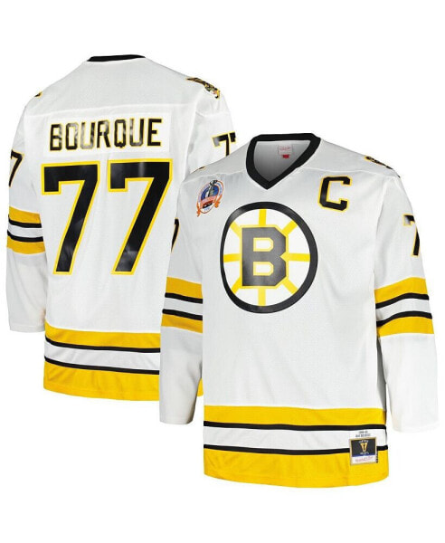 Men's Ray Bourque White Boston Bruins Big and Tall Captain Patch Blue Line Player Jersey