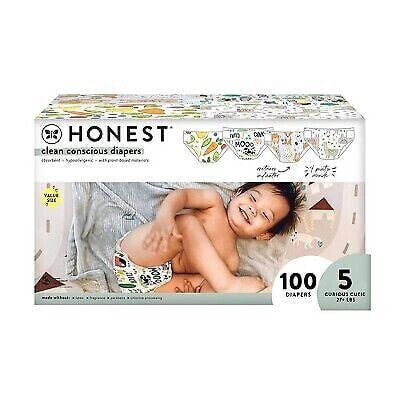 The Honest Company Clean Conscious Disposable Diapers Four Print Pack- Size 5 -