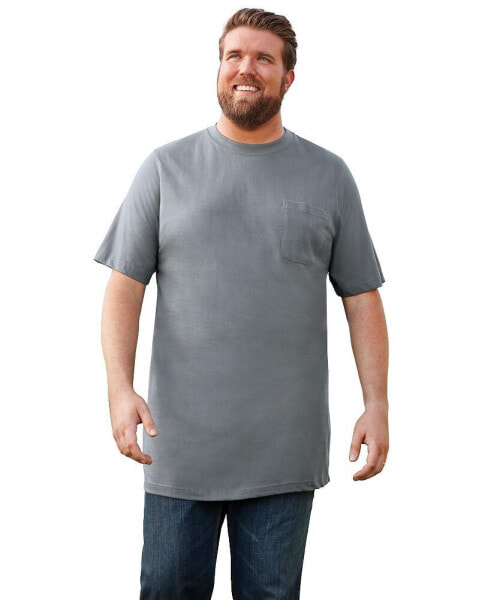 Big & Tall by KingSize Heavyweight Longer-Length Pocket Crewneck T-Shirt