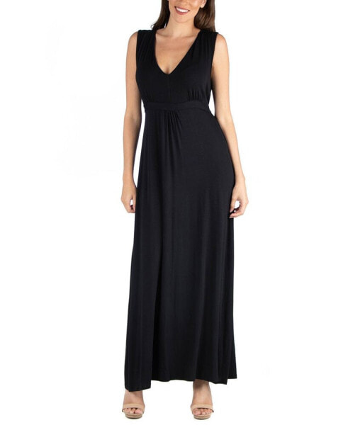 V-Neck Sleeveless Maxi Dress with Belt