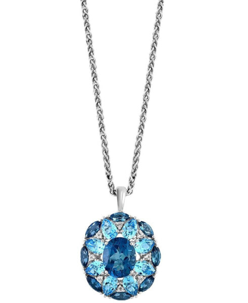 EFFY Collection eFFY® Multi-Topaz Flower 18" Pendant Necklace (11-3/4 ct. t.w.) in Sterling Silver