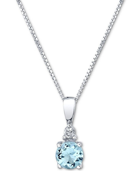 Macy's aquamarine (1/3 ct. t.w.) & Diamond Accent 18" Pendant Necklace in 14k White Gold