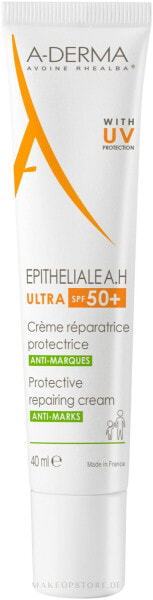 Reparierende und schützende Gesichts- und Körpercreme gegen rote und braune Flecken für Kinder und Erwachsene - A-Derma Epitheliale A.H Ultra SPF50+ Protective Repairing Cream 40 ml