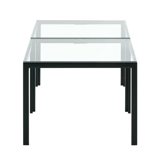 Coffee Table Set Of 2, Square Modern Table With Tempered Glass Finish For Living Room, Transpa