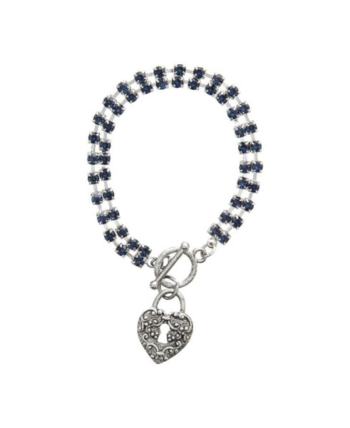 Браслет Crystal Blue Toggle Heart Charm.