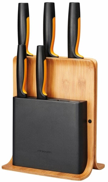 Набор кухонных ножей Functional Form от Fiskars с магнитной панелью Bamboo Block