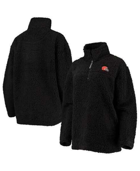 Women's Black Cleveland Browns Sherpa Quarter-Zip Jacket