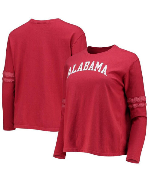 Women's Crimson Alabama Crimson Tide Vault Vintage-Like Stripe Long Sleeve T-shirt