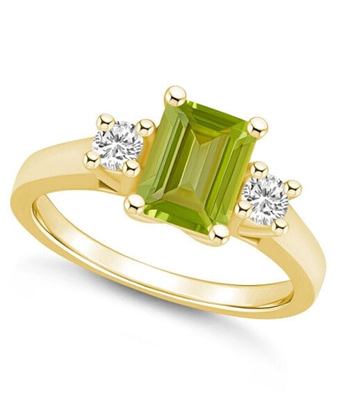 Peridot and Diamond Ring (1-3/4 ct.t.w and 1/4 ct.t.w) 14K Yellow Gold