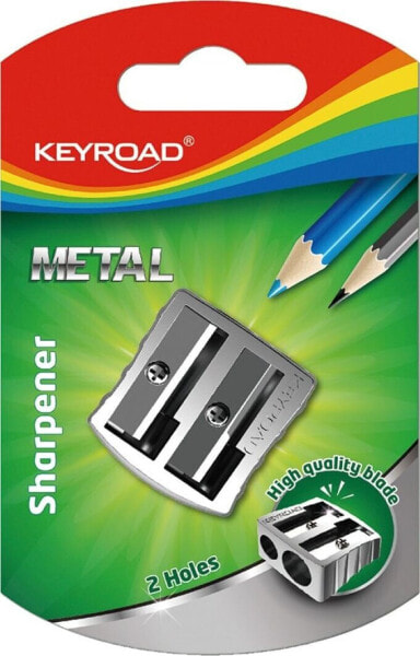 Keyroad Temperówka KEYROAD, aluminiowa, podwójna, srebrna