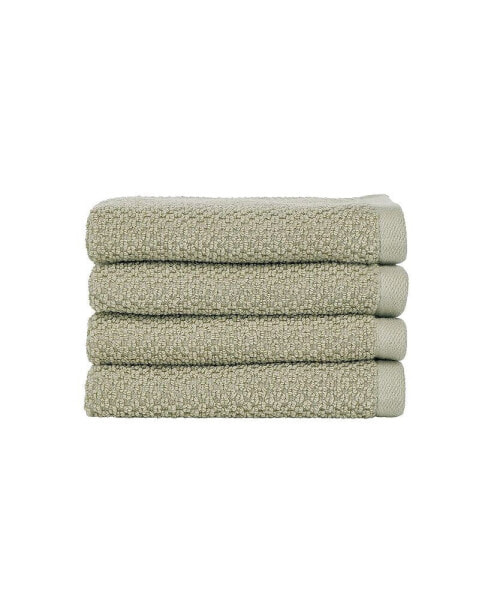 Cotton Textured Weave Washcloths - Set of 4