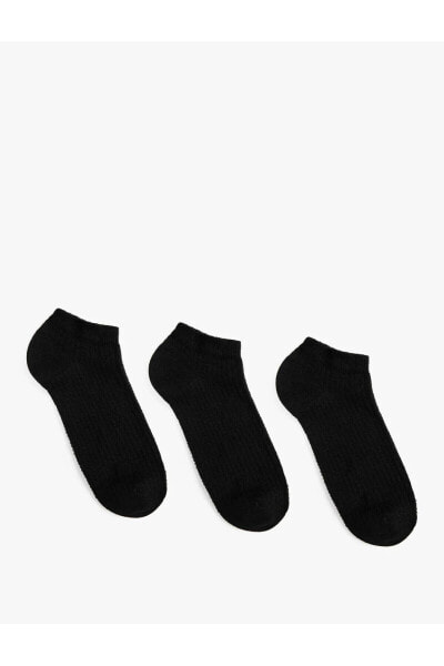 Basic 3'lü Patik Çorap Seti Dokulu