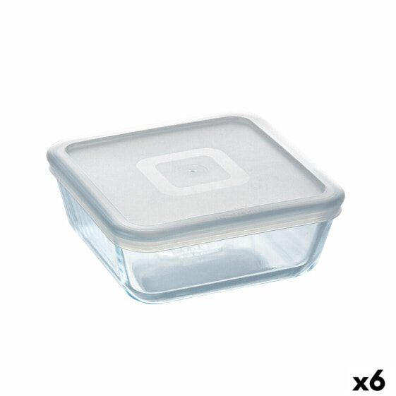Квадратная коробочка для завтраков с крышкой Pyrex Cook&freeze 850 ml 14 x 14 cm Прозрачный Cтекло Силикон (6 штук)
