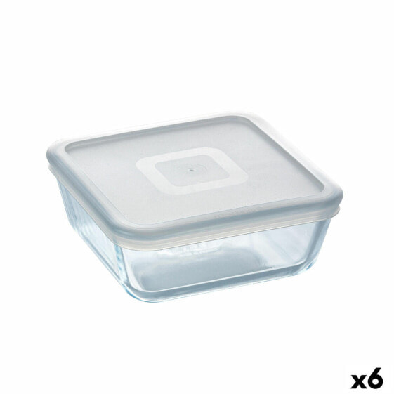 Контейнер для обеда квадратный с крышкой Pyrex Cook&freeze 850 мл 14 х 14 см Транспарентное стекло с силиконовым уплотнением (6 штук)