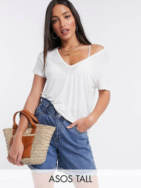 ASOS DESIGN Tall relaxed v neck t-shirt in white