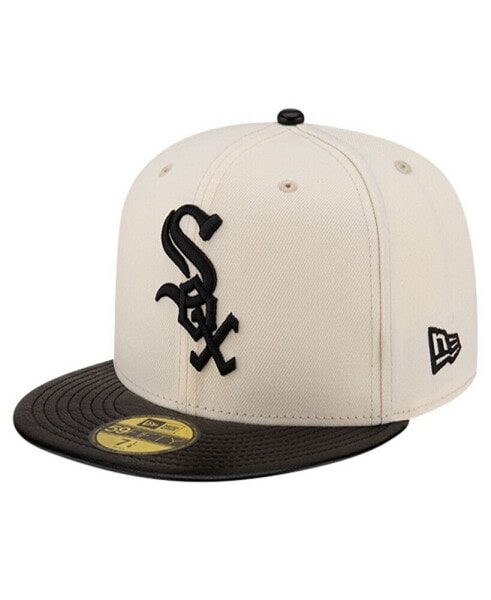Men's Cream Chicago White Sox Game Night Leather Visor 59Fifty Fitted Hat