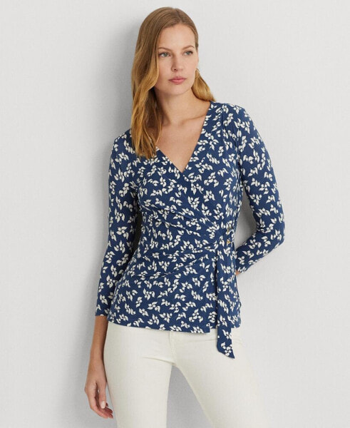 Women's Floral Faux-Wrap Top