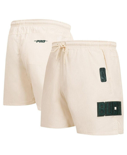 Men's Cream Milwaukee Bucks Triple Tonal Woven Shorts