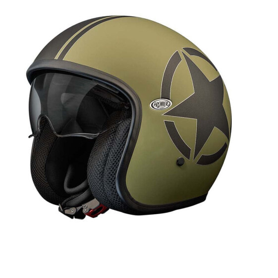 Шлем мотоциклетный PREMIER HELMETS Vintage Star Military BM 22.06 с открытым лицом