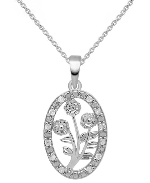 Macy's diamond Bouquet 18" Pendant Necklace (1/10 ct. t.w.) in Sterling silver or Sterling Silver & 14k Gold-Plate