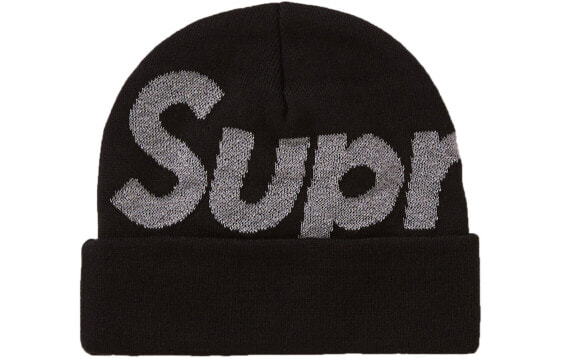 Шапка Supreme FW18 Big Logo Beanie Black 3M反光logo SUP-FW18-900