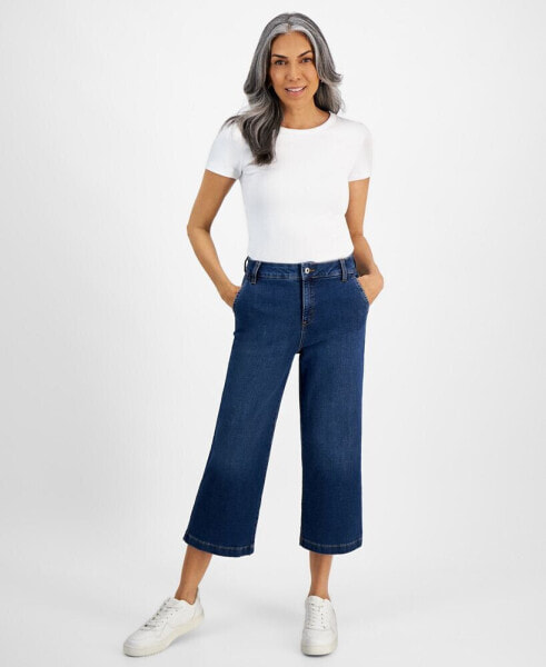 Women's High-Rise Wide-Leg Crop Jeans, Created for Macy's