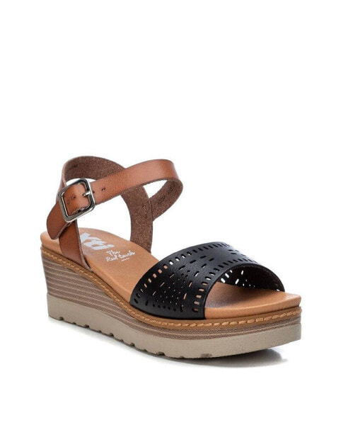 Women's Wedge Sandals By Brown With Black Accent