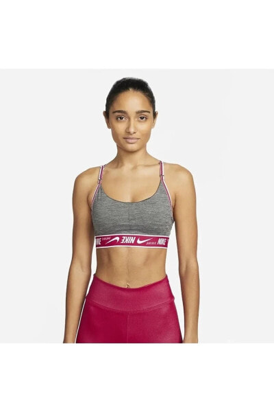 Бюстгальтер спортивный Nike Indy с логотипом для женщин, серый