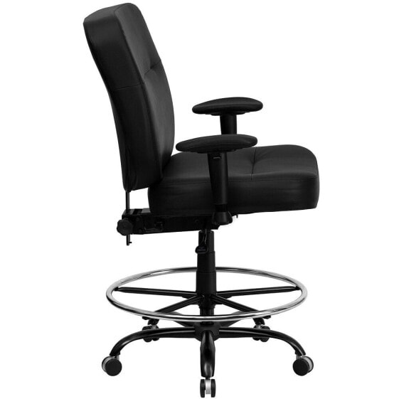 Hercules Series Big & Tall 400 Lb. Rated Black Leather Drafting Chair With Adjustable Arms