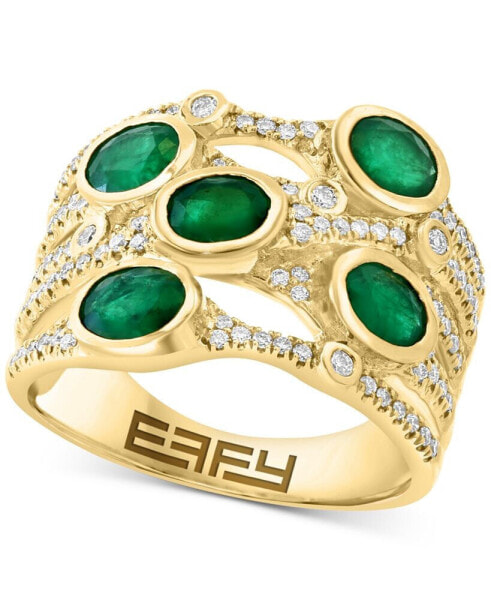 EFFY® Emerald (1-5/8 ct. t.w.) & Diamond (1/3 ct. t.w.) Multirow Statement Ring in 14k Gold