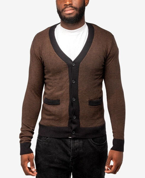Men's Herringbone Cardigan Sweater