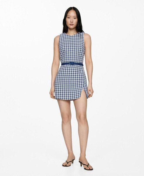 Women's Belt Detail Houndstooth Dress