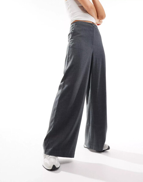 Pimkie wide leg tailored trouser in charcoal