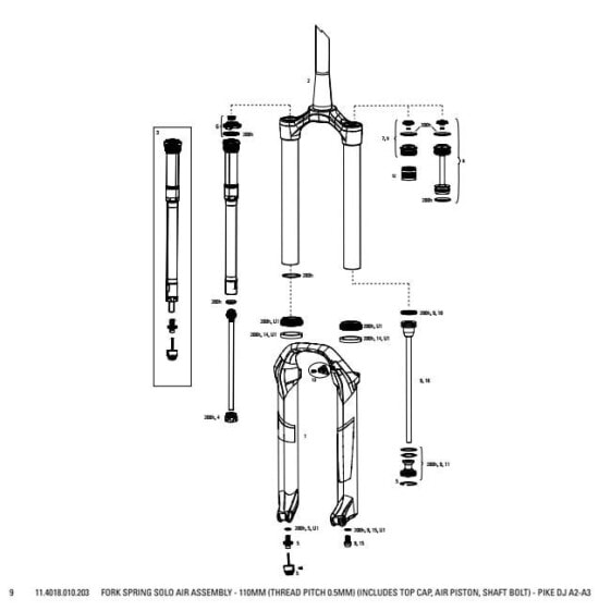 Вилка воздушная ROCKSHOX Spring Solo Air Pike DJ A2-A3