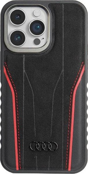 Audi Audi Genuine Leather MagSafe iPhone 15 Pro Max 6.7" czarno-czerwony/black-red hardcase AU-TPUPCMIP15PM-R8/D3-RD