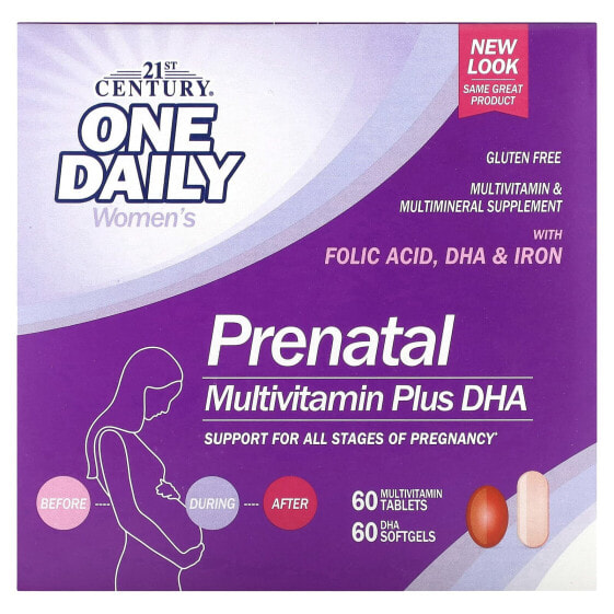 Prenatal Multivitamin Plus DHA, 2 Bottles, 60 Tablets / 60 Softgels