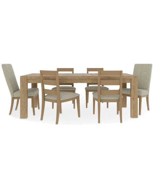 Davie Rectangle Dining 7pc Set (Table + 2 Upholstered Chair + 4 Ladder Side Chair)