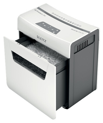 Esselte Leitz IQ Protect Premium Paper Shredder 3M P5 - Micro-cut shredding - 10 L - Touch - 3 sheets - P-5 - Grey - White