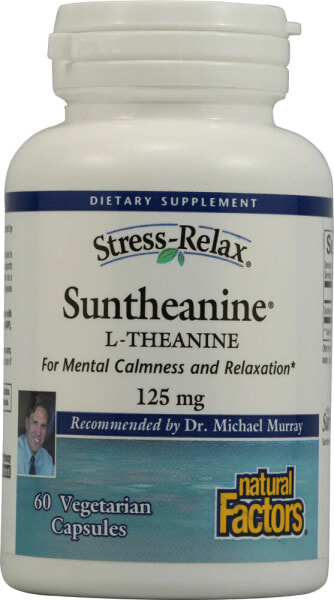 Natural Factors Stress-Relax Suntheanine L-Theanine  L-Теанин 125 мг 60 вегетарианских капсулы