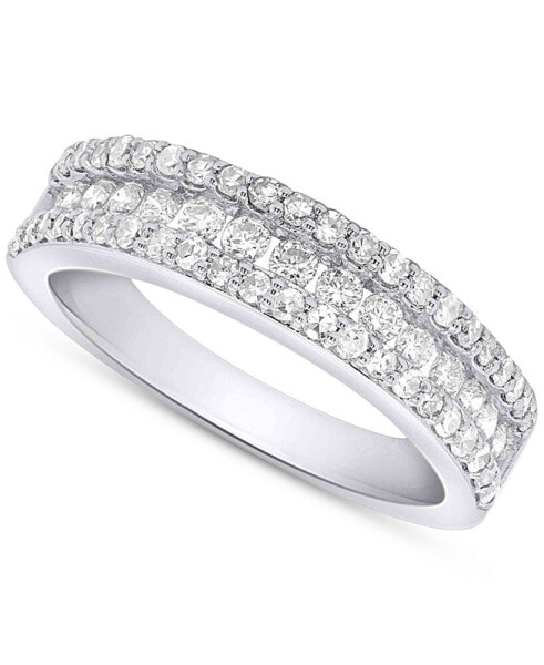 Lab-Created Diamond Three-Row Band (3/4 ct. t.w.) in Sterling Silver or 14K Gold-Plated Sterling Silver