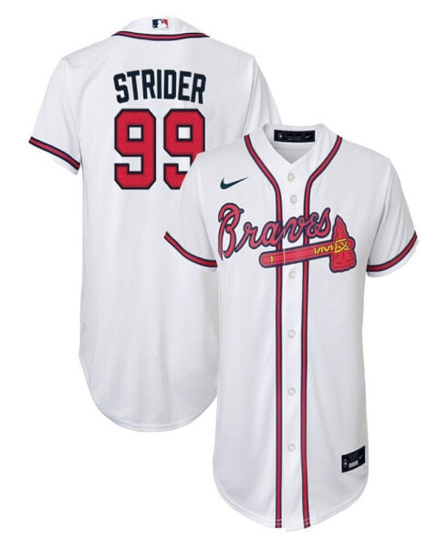 Youth Spencer Strider White Atlanta Braves Home Replica Player Jersey