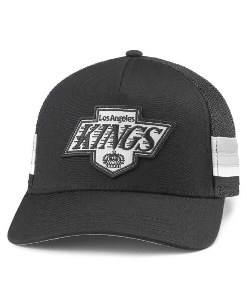 Men's Black Los Angeles Kings HotFoot Stripes Trucker Adjustable Hat