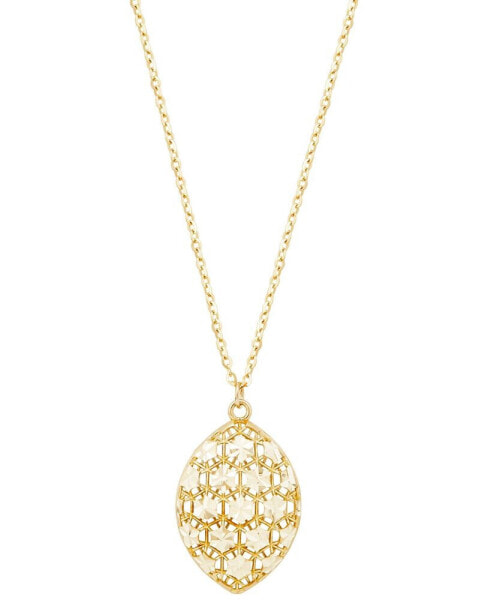 Star & Lattice Openwork Pendant Necklace in 14k Gold, 16" + 2" extender