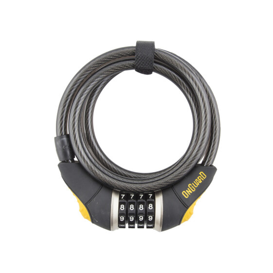 OnGuard Doberman Combo Cable Lock: 6' x 10mm, Gray/Black/Yellow