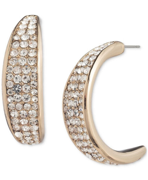Gold-Tone Small Pavé Crystal C-Hoop Earrings