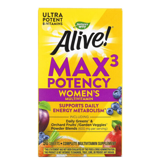 Alive! Max3 Potency, Women's Complete Multivitamin, 90 Tablets