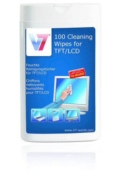 V7 TFT / LCD Cleaning Wipes - Equipment cleansing wet cloths - LCD/TFT/Plasma