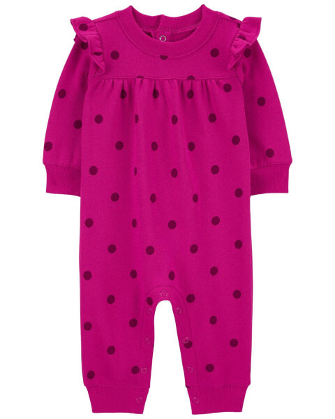 Baby Polka Dot Fleece Jumpsuit NB