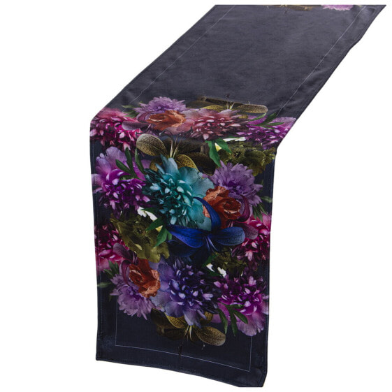 Table Runner Alexandra House Living Black Textile 180 x 30 cm Velvet Floral