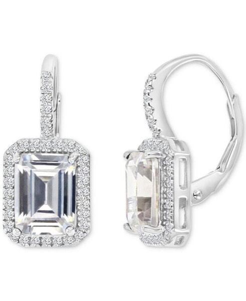 Серьги Macy's Emerald-Cut Halo Leverback